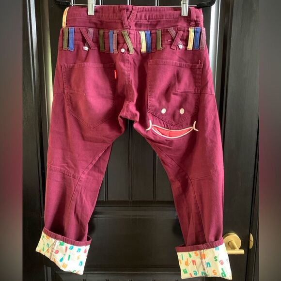 RHP POP ART! UP!SMILE Double Waist Unique Smiley Pants Jeans | Medium - Picture 6 of 12